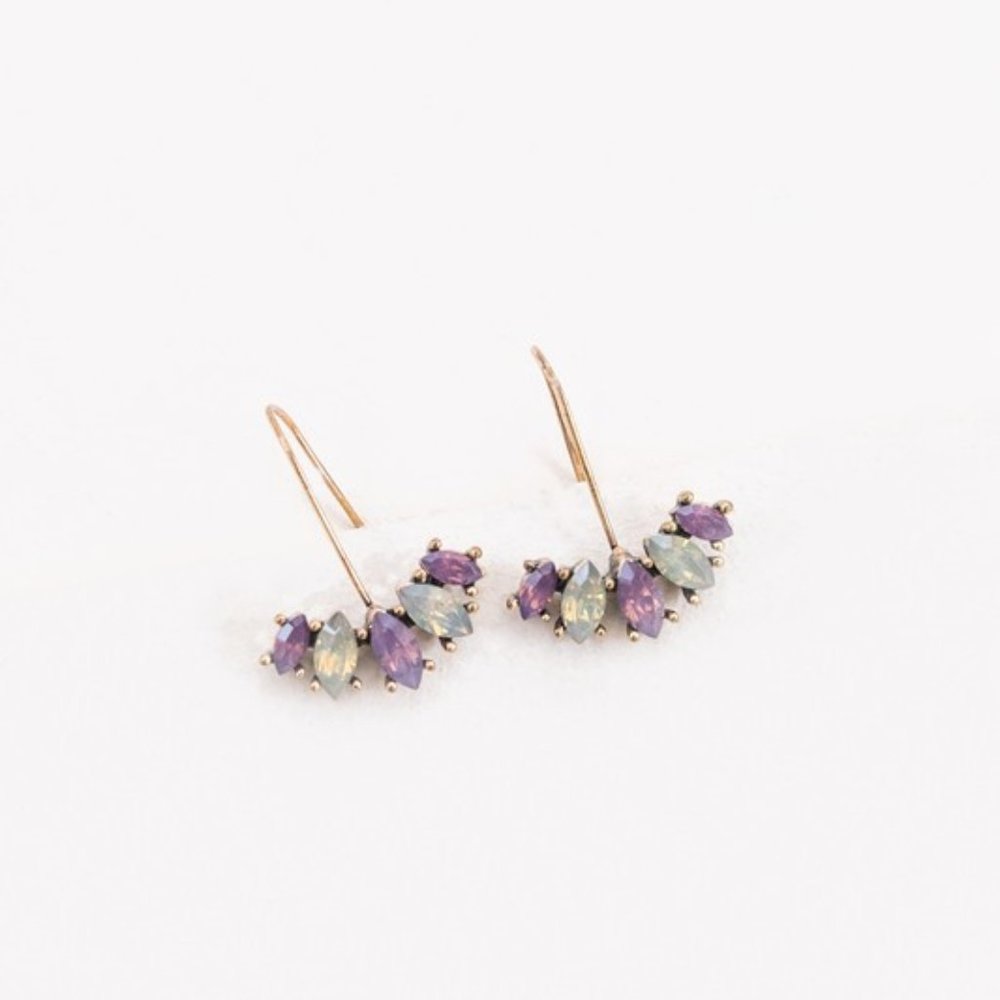 Purple Stone Sirien Hook Earrings NEW